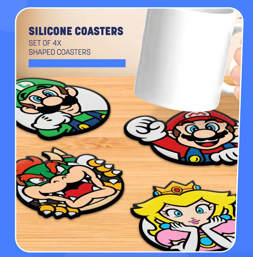 Super Mario Set of 4 Silicone Coasters